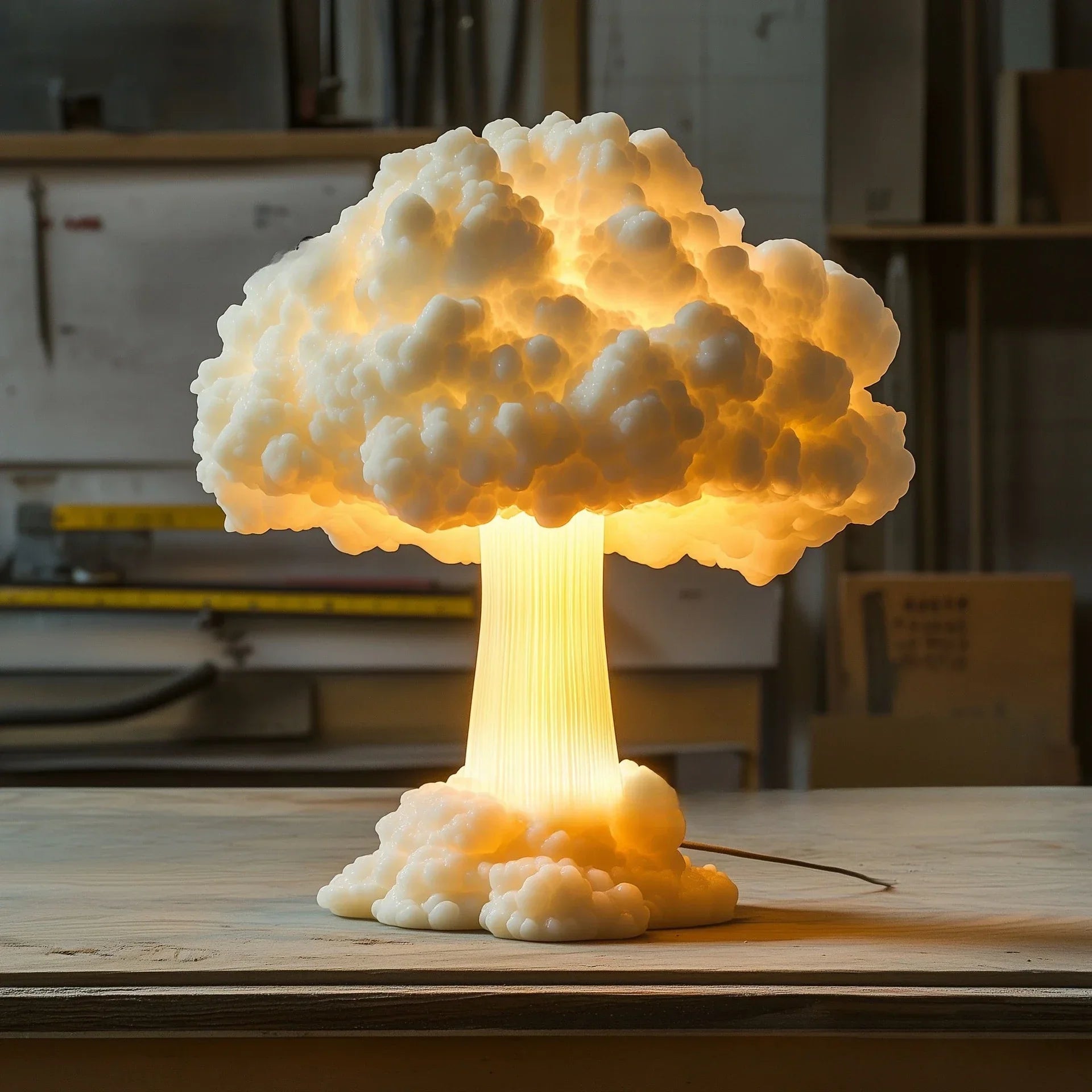 Tischlampe AtomicGlow | Atompilz-Design | Harz-Deko | USB-Anschluss | 3D Effekt