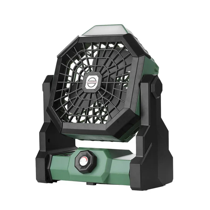 Campora BreezeLight | 2-in-1 Camping-Ventilator mit LED-Laterne | 7800 mAh Akku | 270° drehbar | USB wiederaufladbar | Für Zelt, Outdoor & Reisen