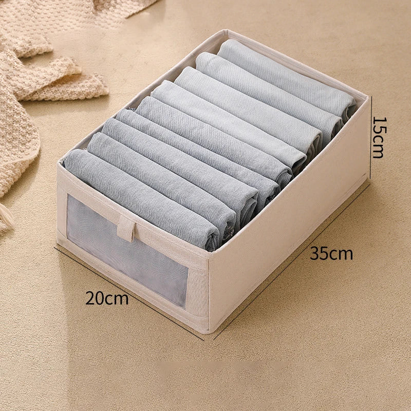 Kleideraufbewahrungsbox mit Sichtfenster | Faltbar & Atmungsaktiv | VistaLino Leinenbox in M/L/XL