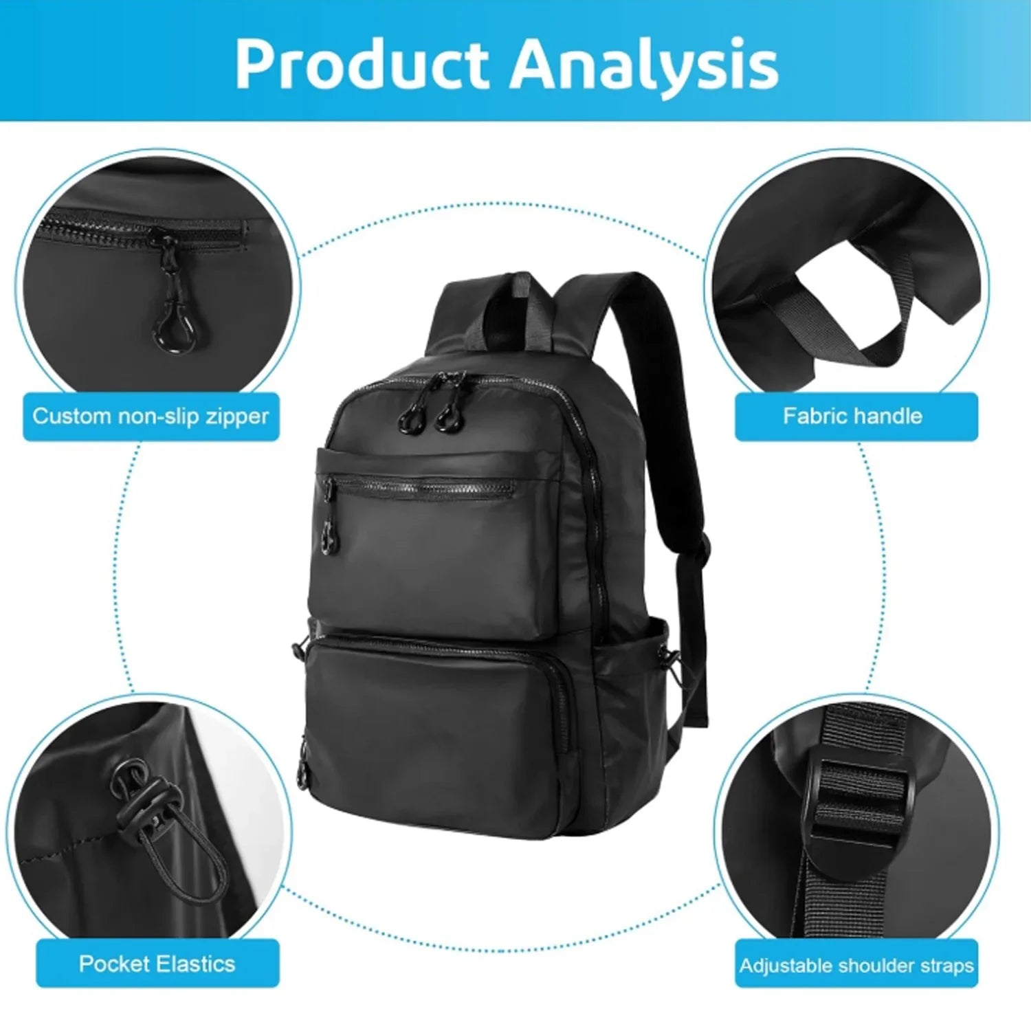 Laptop-Rucksack Menqor UrbanShield 14" | Wasserfester PU-Rucksack für Herren | 28,5 × 43 × 13 cm | Leicht, robust & mit Laptopfach