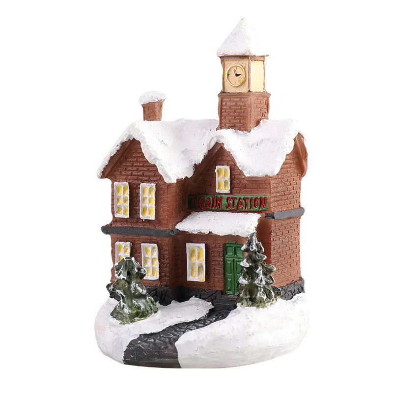 Weihnachts-Hauslicht | LED Nachtlicht | Harzfigur mit Batterie | Deko & Geschenk für Kinder