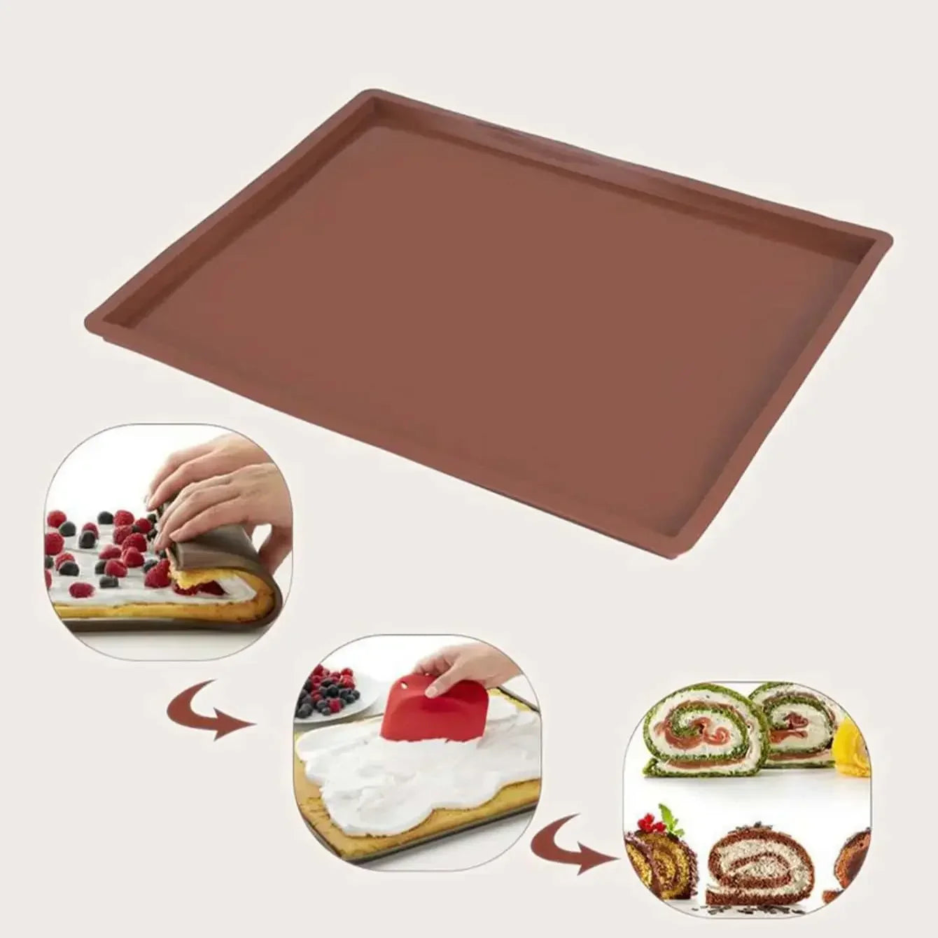 RollFlex™ Silikon-Backmatte | Multifunktional & Hitzebeständig | Für Biskuitrolle, Swiss Roll, Fondant & Mehr