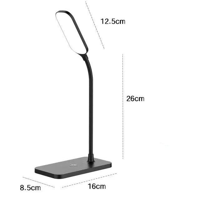 Velura LightDock LED Schreibtischlampe | Mit Wireless Charger & USB-Port | Touch-Dimmung & Augenschonend | Modern