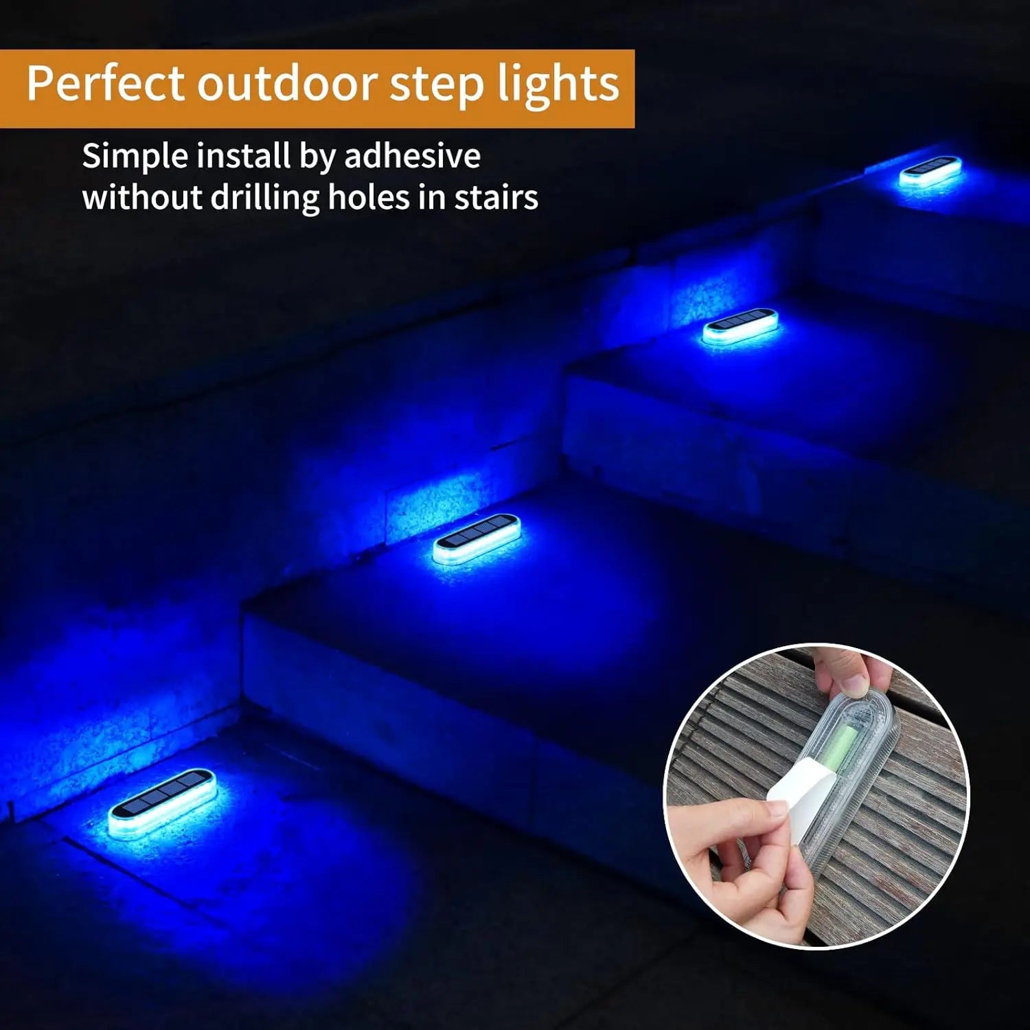 Solar-Stufenlicht LumaStep | IP68 Wasserdicht | 30 LEDs | Warm-/Kaltweiß/Blau | Für Terrasse, Zaun & Außenbereich