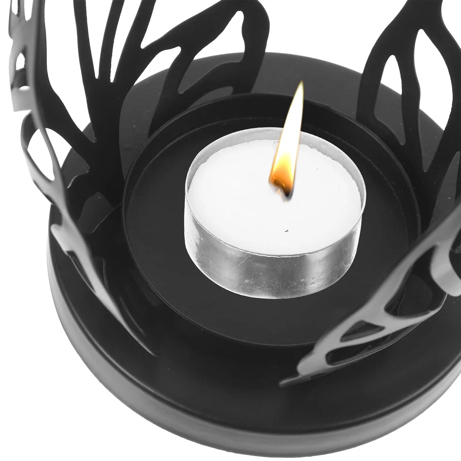 AuroraFlame Kerzenhalter Set (2 Stück) | Vintage-Design | Metall Schwarz & Gold | 13,5×8,5 cm