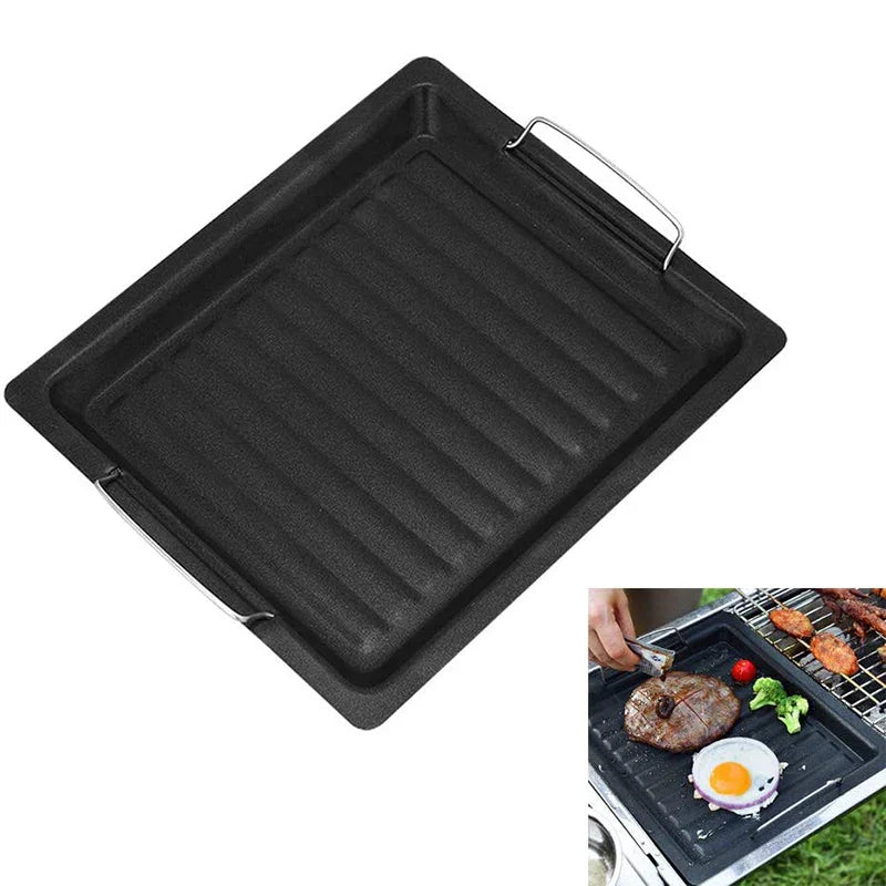 Feurossa Gusseiserne Grillplatte Wendeplatte | Für Gasgrill & Herd | 25 × 30 cm | Für Pizza, Fleisch, Gemüse & Fisch