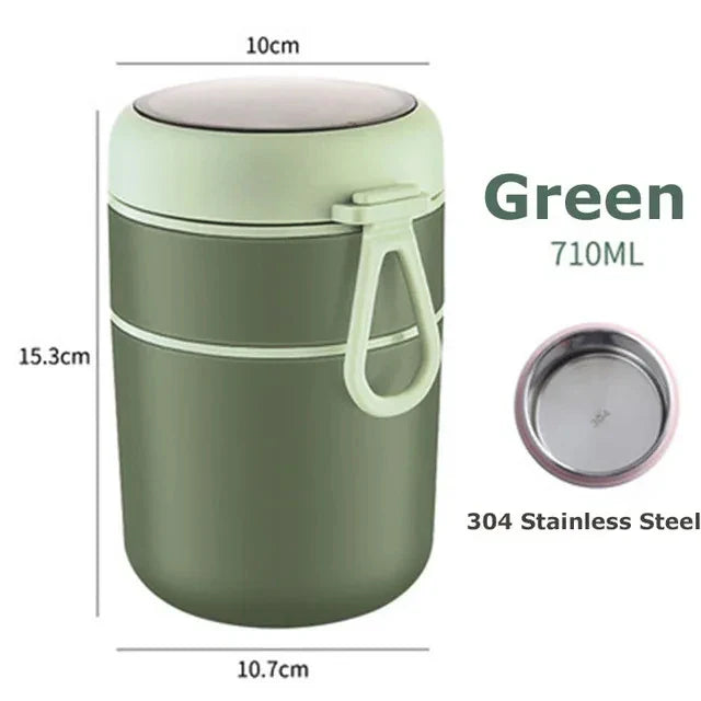 ThermoMea Thermobehälter Edelstahl | 530 ml / 710 ml | Isolierter Suppen- & Lunchbecher | Auslaufsicher & Langlebig