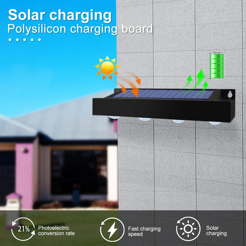 Solavera LumiFence Solarleuchten | 4er-Set LED Außenleuchten | IP54 Wetterfest | Aluminium | Für Garten, Zaun & Terrasse