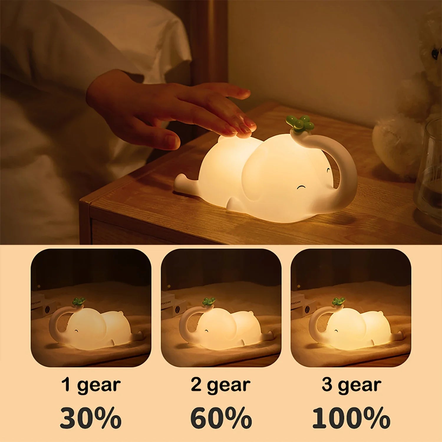 LumiDum LED Nachtlicht | Weiches Silikon | 3 Helligkeitsstufen | Tragbar & Wiederaufladbar | 17,7 × 9,1 cm