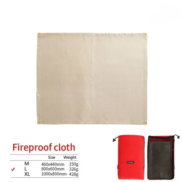 CampVita Feuerschutz Campingmatte | Hitzebeständig & Feuerfest | Ideal für Grill & Lagerfeuer | Glasfaser Beige