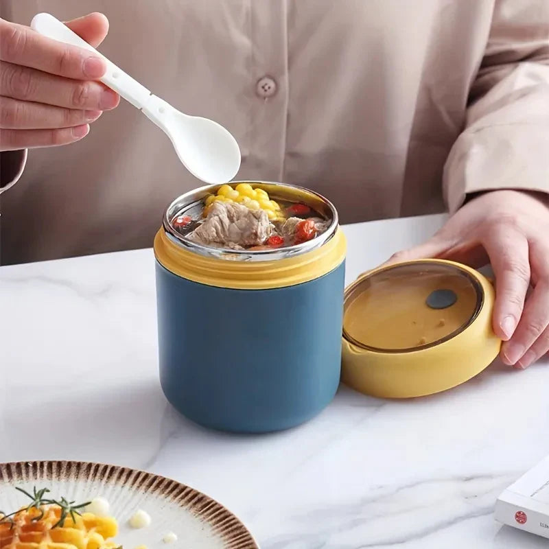 ThermoMea Thermobehälter Edelstahl | 530 ml / 710 ml | Isolierter Suppen- & Lunchbecher | Auslaufsicher & Langlebig