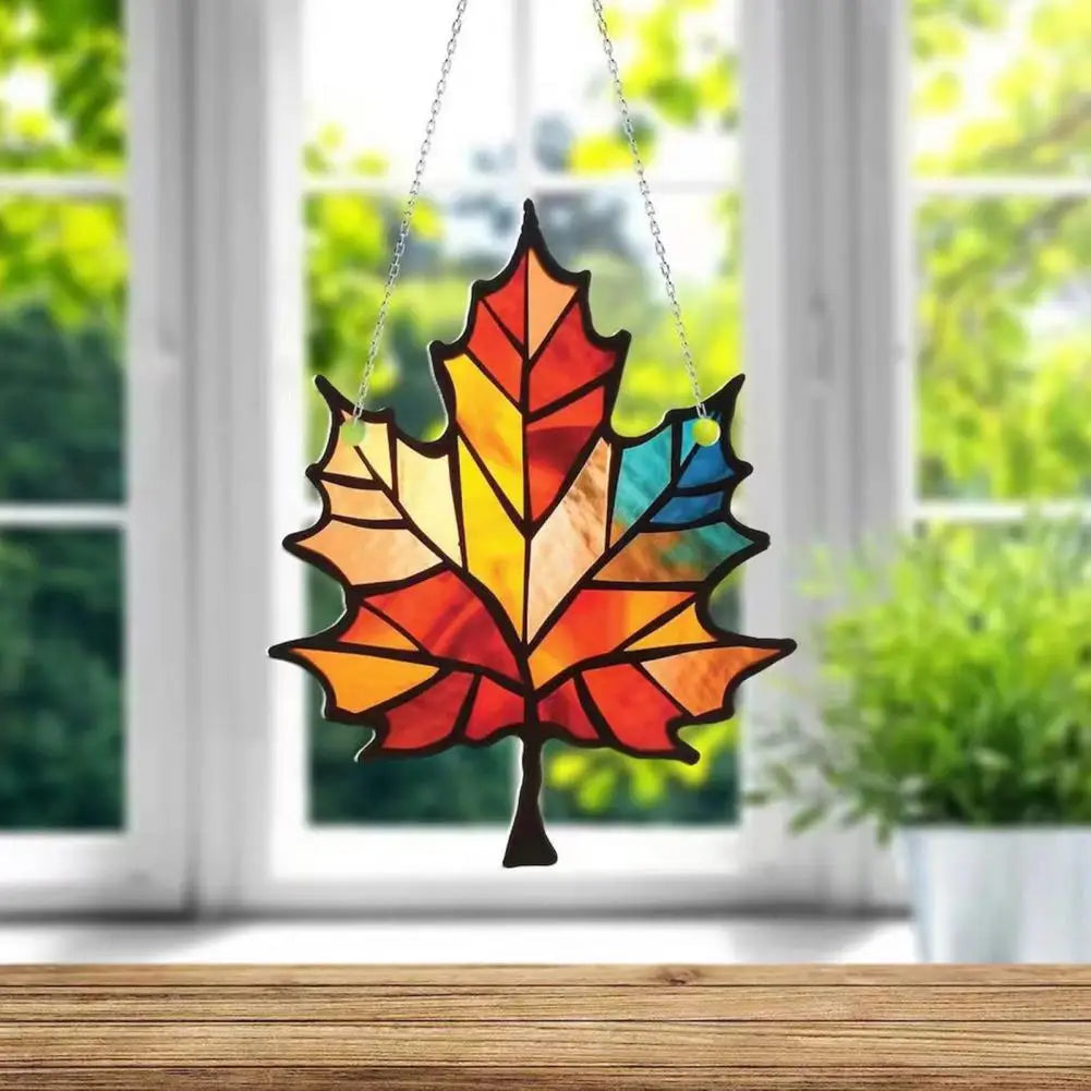 AutumnGlow | Ahornblatt Sonnenfänger | Acryl Fenster- & Wanddeko | Herbstliches Lichtspiel 10×8 cm
