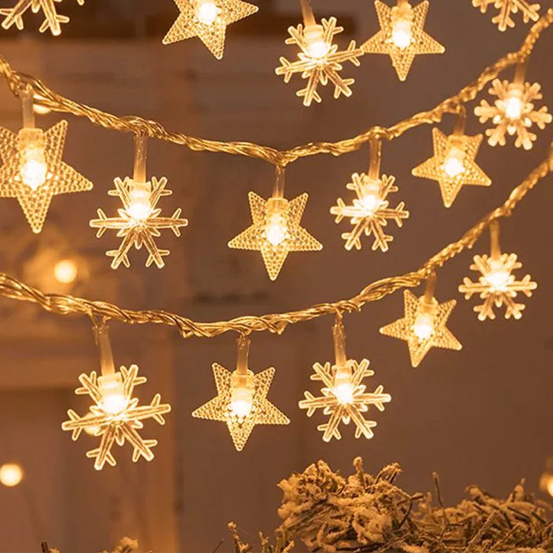 LED Lichterkette FrostGlow | Schneeflocken & Weihnachtsbaum Design | 2025 Weihnachtsdeko | Warmweiß & Bunt | Für Baum & Zuhause