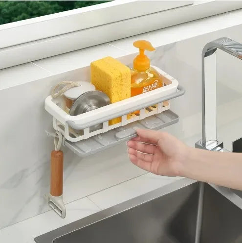 SinkMate Küchen-Organizer | Wandmontierter Schwamm- & Seifenhalter | Kunststoff | Abtropffunktion