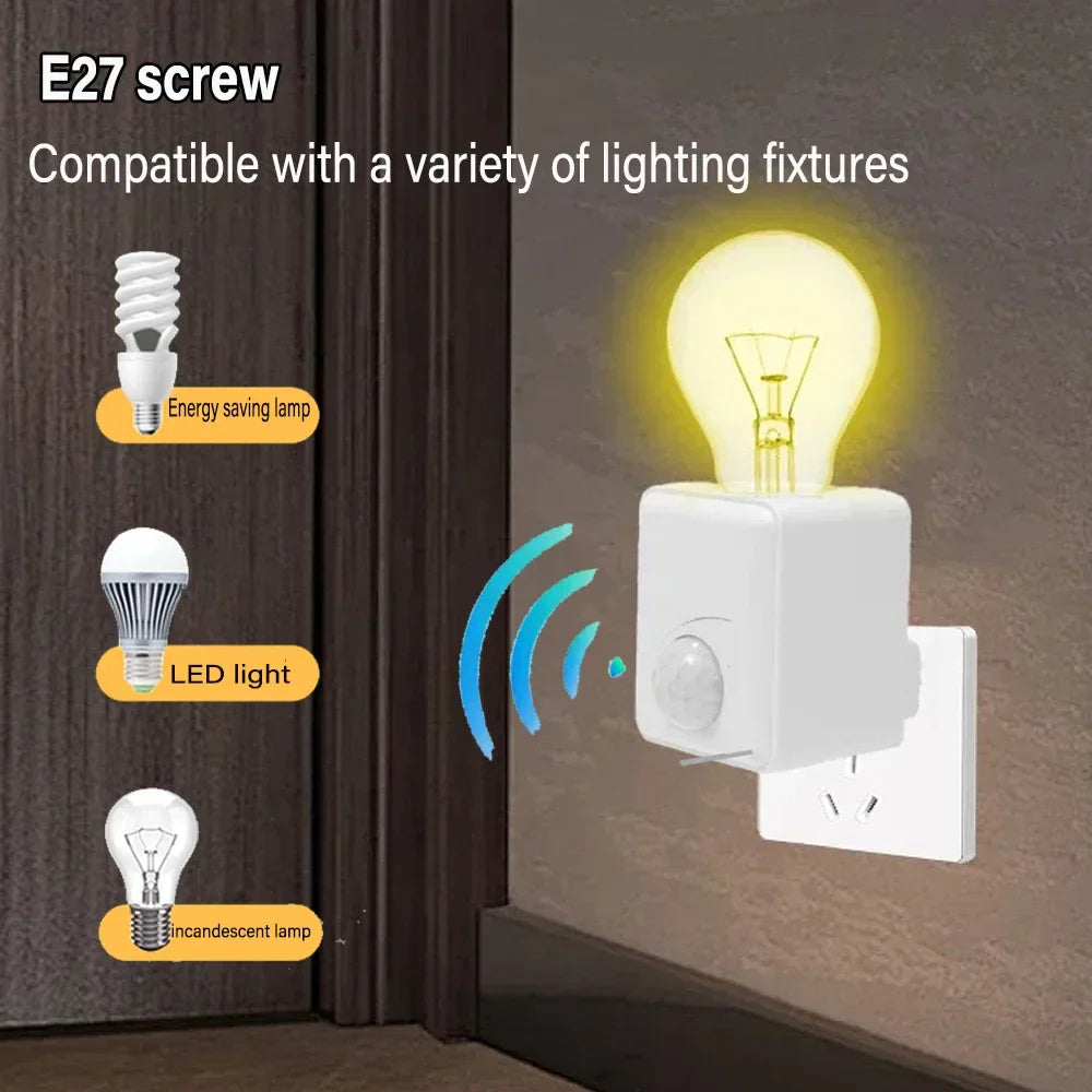 SenseLight E27 Lampenfassung mit Bewegungssensor | PIR Infrarot-Erkennung | Automatische LED-Fassung 85–265V | Einstellbar & Energiesparend