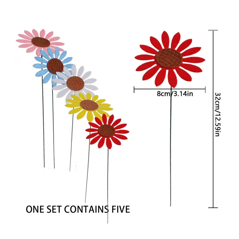 Floravento 5er-Set Sonnenblumen Gartenstecker | Vintage Metall-Deko | Wetterfest & UV-beständig | Für Garten, Balkon & Terrasse