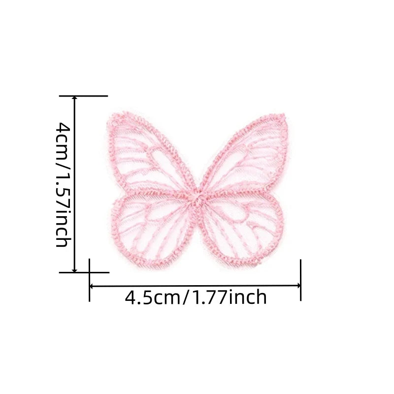 Bestickte Schmetterlings-Applikationen ColorWing | 20 Stück | 4,5 x 4 cm | Bunte Netzoptik | Zum Aufnähen