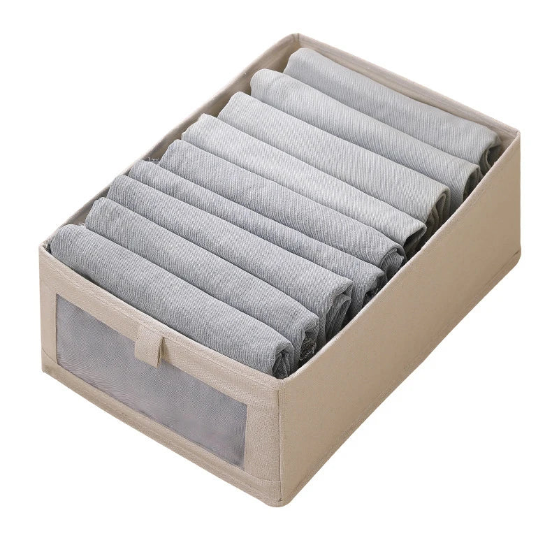 Kleideraufbewahrungsbox mit Sichtfenster | Faltbar & Atmungsaktiv | VistaLino Leinenbox in M/L/XL