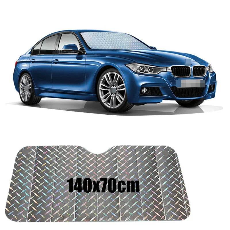 SOLVEX Auto-Sonnenblende | UV-Schutz & Hitzeschutz für Front- und Heckscheibe | Alufolie reflektierend | Universell passend