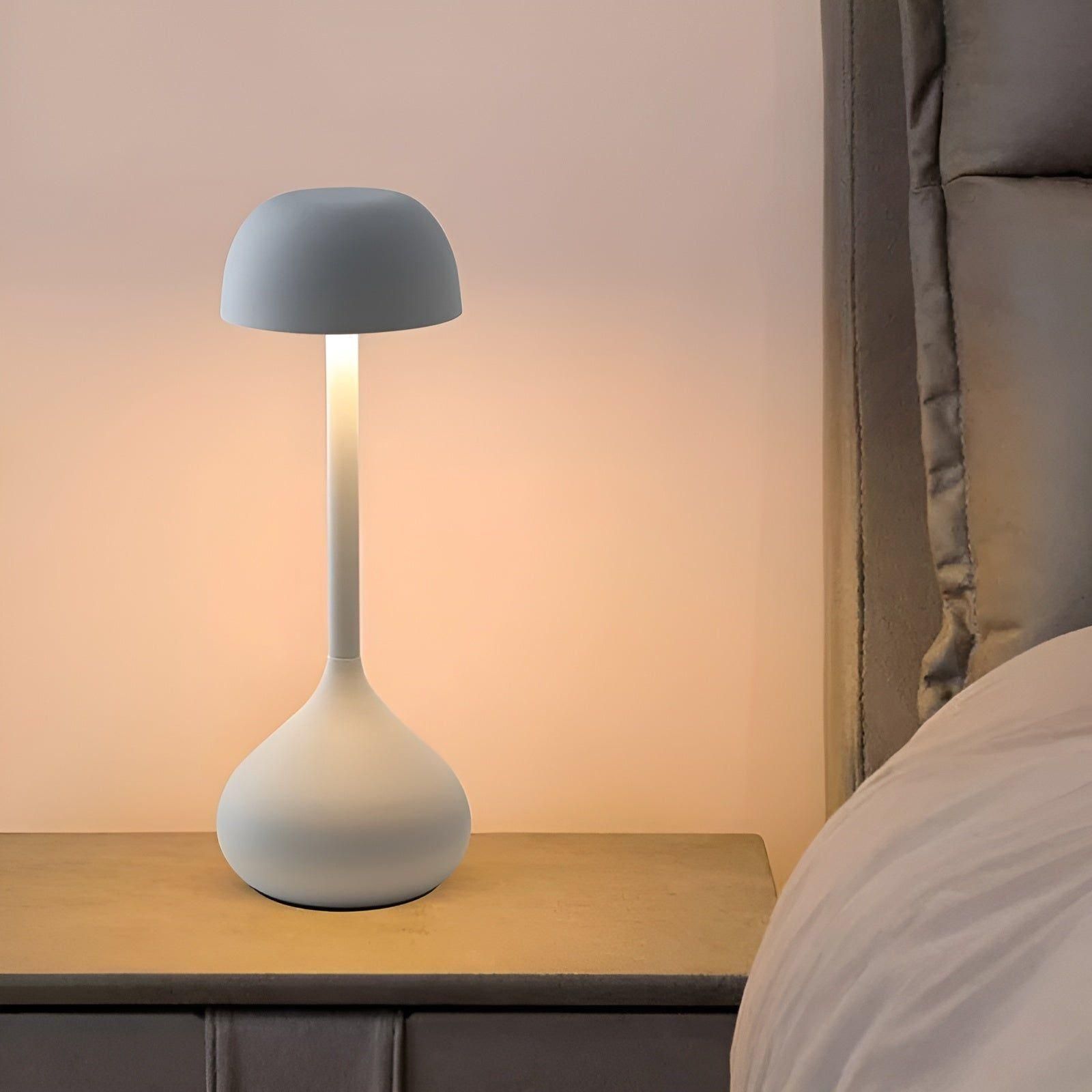 Velumia Kabellose LED Tischlampe Pilzform | Dimmbar & Wiederaufladbar | Touch-Funktion | Aluminium & Acryl | 11×30 cm