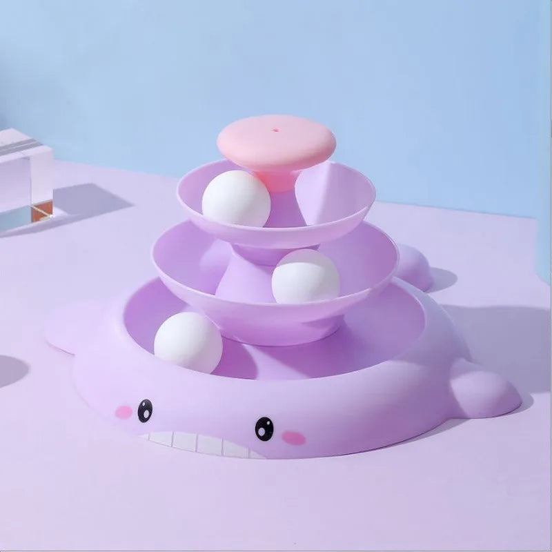 Miauvolo Katzenspielzeug Drehrad | Selbstbeschäftigung & Bewegung | Mit Kugelbahn & Spielstab