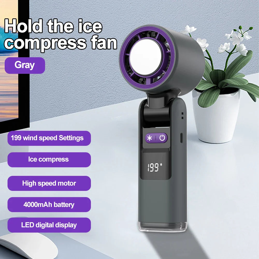 Mini-Kühlventilator FrostJet 199 | 199 Geschwindigkeiten | Eis-Kühlmodus | 4000mAh Akku | Tragbar & Wiederaufladbar