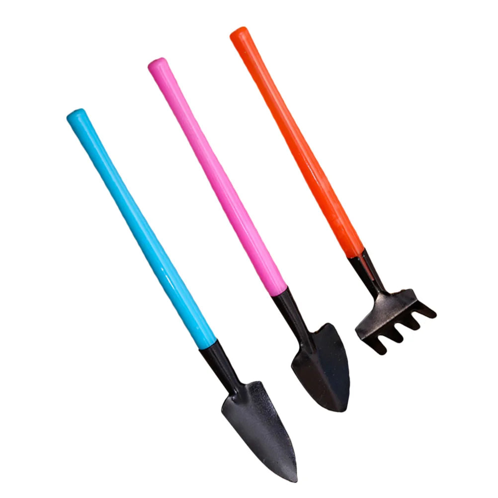 Florinita 3-teiliges Mini-Gartenwerkzeug-Set | Handspaten, Rechen & Schaufel | Für Zimmerpflanzen & Bonsai | 22 cm Länge
