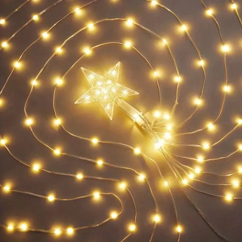LED Sternen-Wasserfall StellaCascade | 198 LEDs | 2,2 m | Warmweiß / Weiß / Bunt | USB & Batteriebetrieb | Weihnachts- & Neujahrsdeko