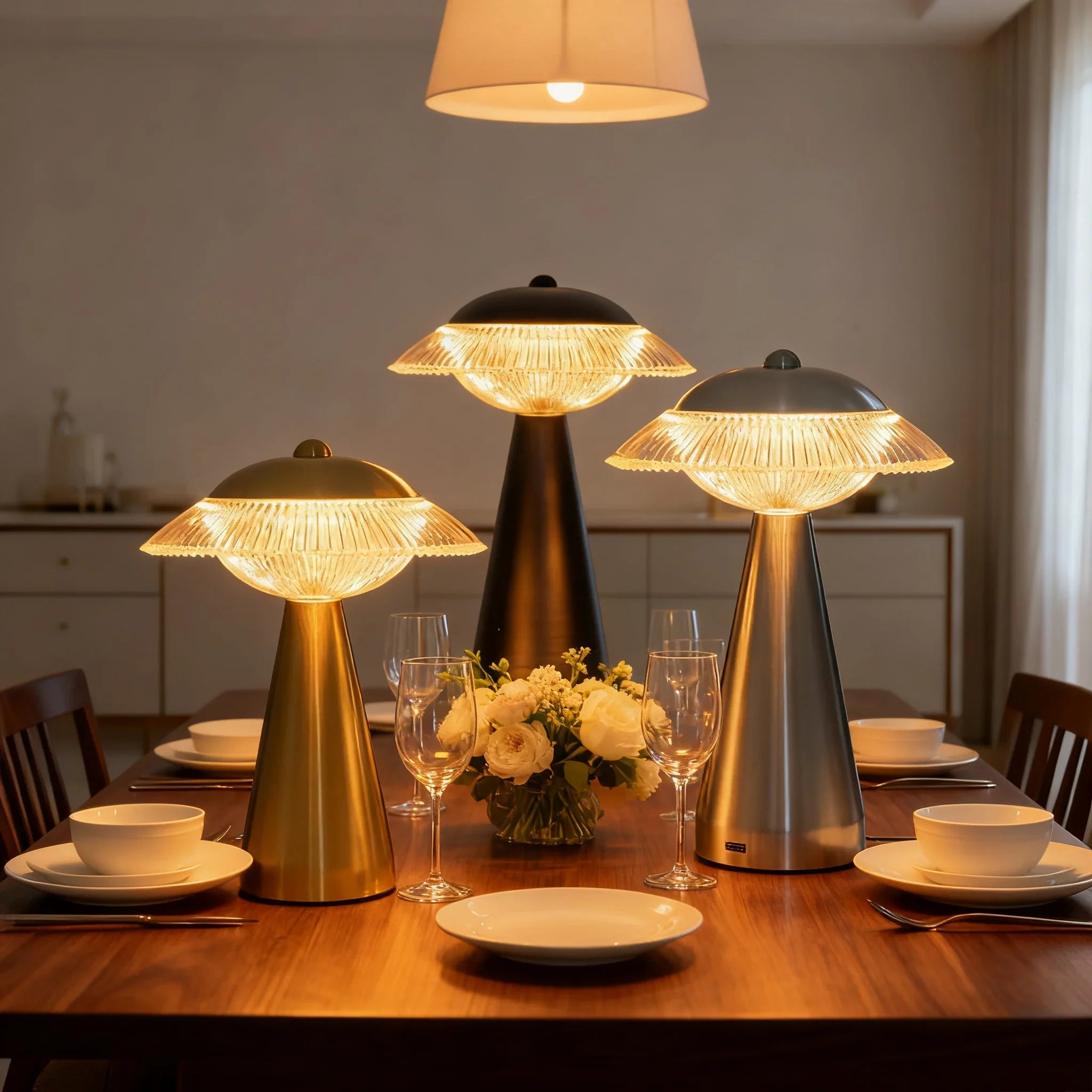 LED Tischlampe Aurelio | Touch-Steuerung & Stufenlos dimmbar | Wiederaufladbar | 3 Lichtfarben | Eisen & Acryl | 23 × 16 cm