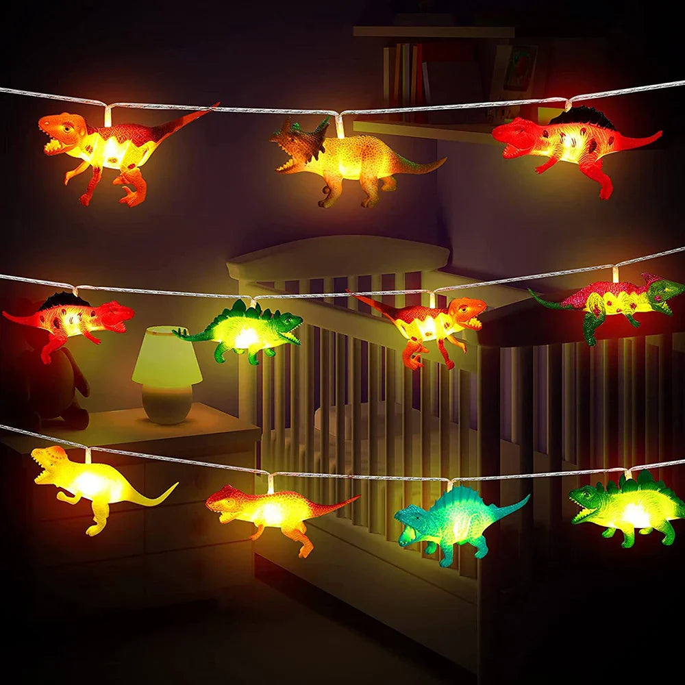 LED Dinosaurier Lichterkette DinoGlow | Batteriebetrieben | Warmweiß | Kinderzimmer & Deko