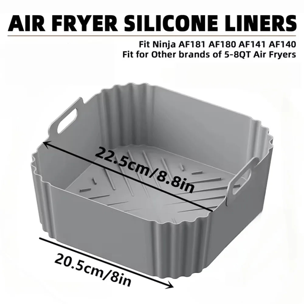 CrispEase | Silikon-Einsatz für Heißluftfritteusen | Wiederverwendbar & Antihaft | Ø 22,5 cm | Für 5–8 QT Modelle
