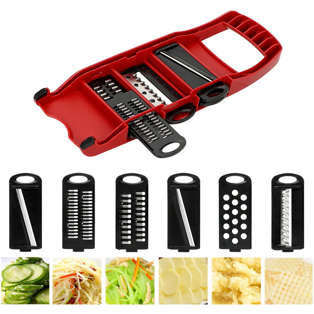 Gemüseschneider Set 9-teilig | Mit Auffangbox & Fingerschutz | SchnittMeister Pro in Rot