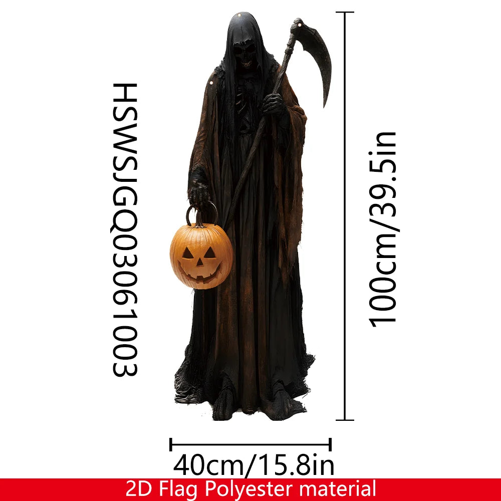 ShadowPumpkin Halloween Hängedeko | Böser Kürbismann | 2D Hintergrundstoff | Für Innen & Außen