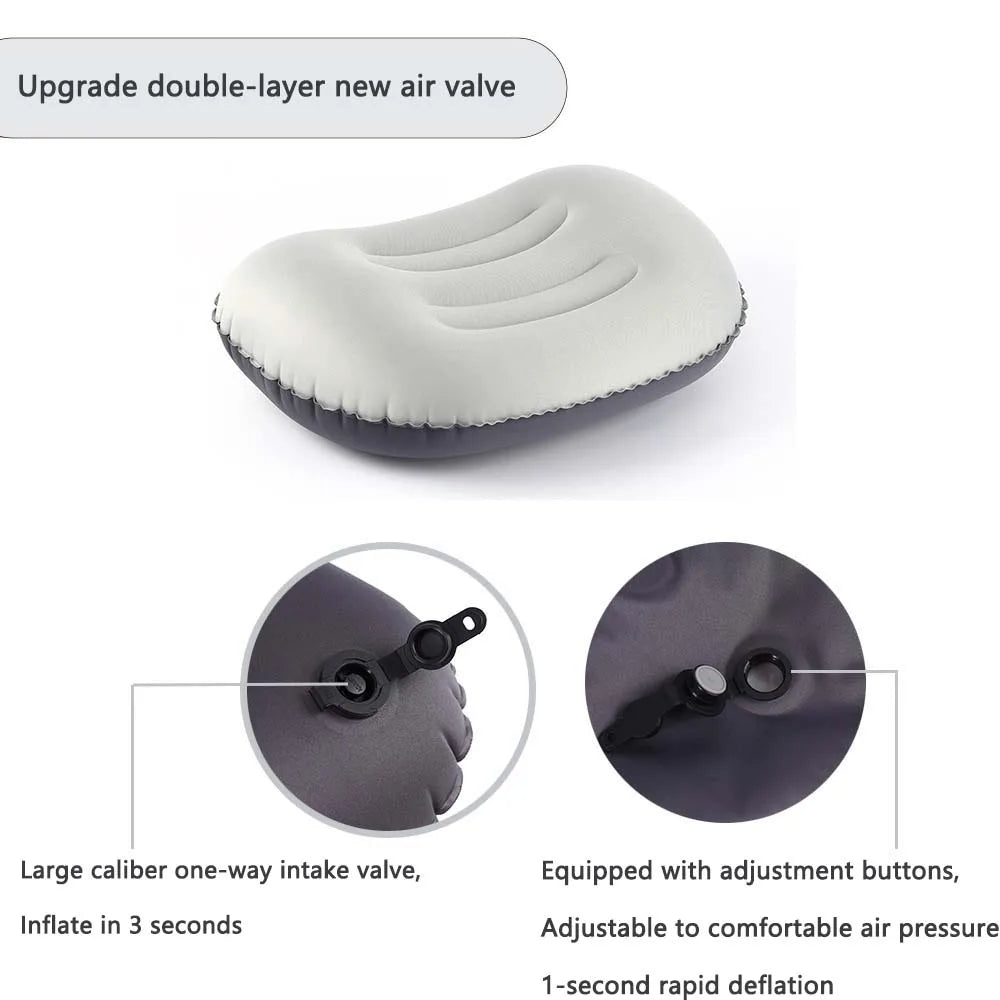 AirNest Aufblasbares Outdoor-Kissen | Komprimierbar & Faltbar | Nackenstütze für Camping, Wandern & Reisen