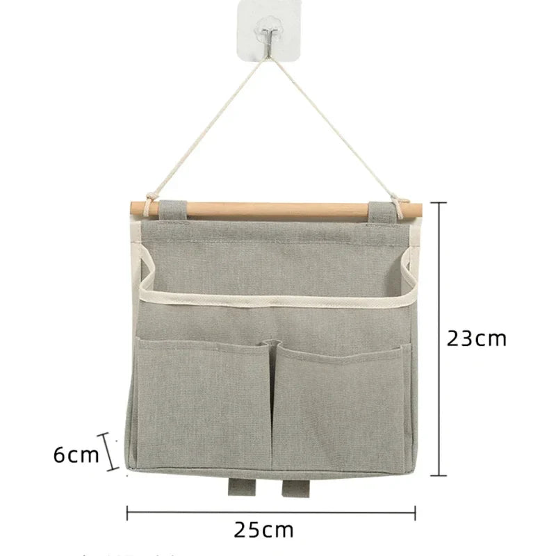 Stowella Wandaufbewahrungstasche aus Leinen | Wasserdicht & platzsparend | Hängeorganizer für Unterwäsche & Kleinteile – 23×6×25 cm
