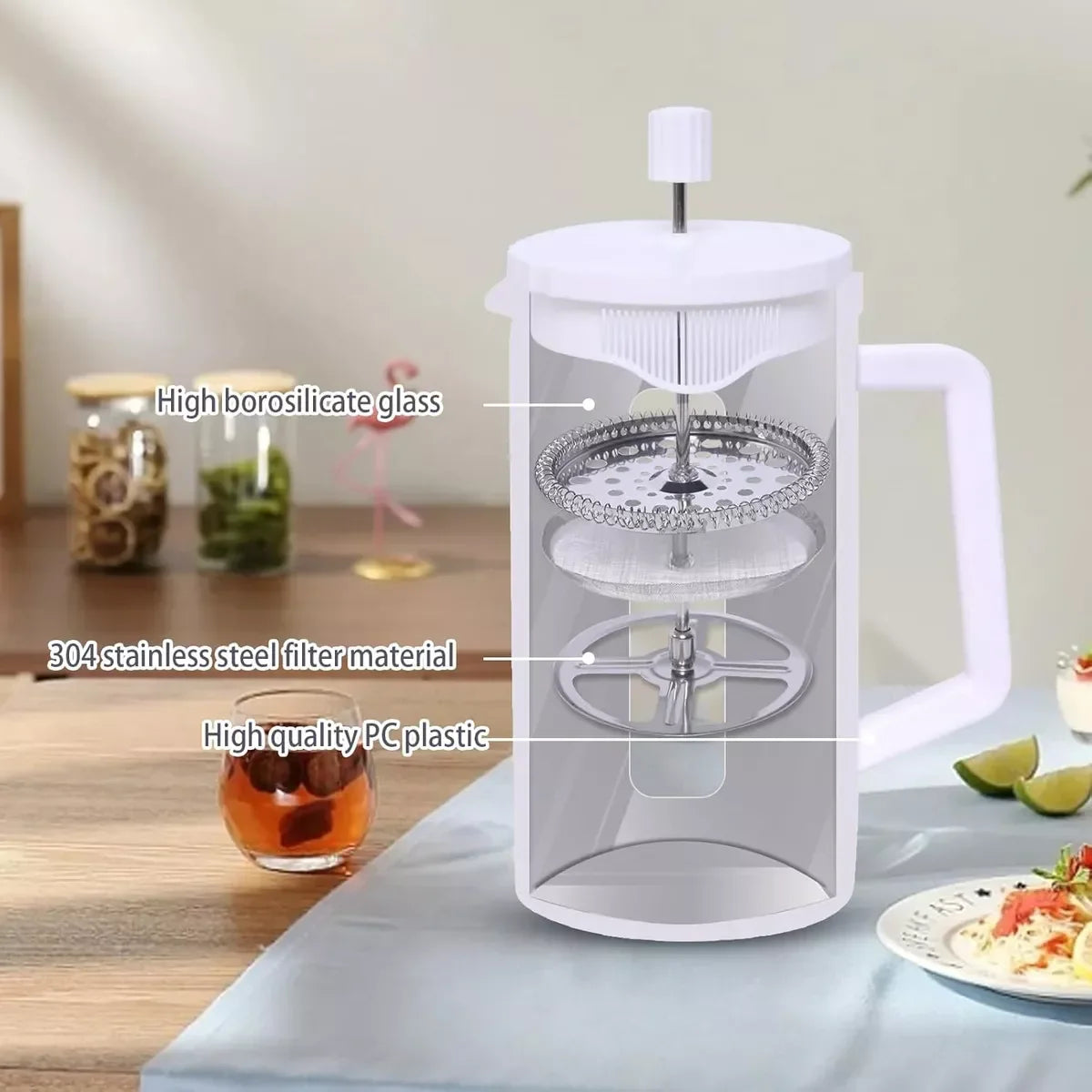 BrewVista | French Press Kaffeebereiter | 600 ml | Borosilikatglas & Edelstahlfilter | Für Zuhause & Outdoor