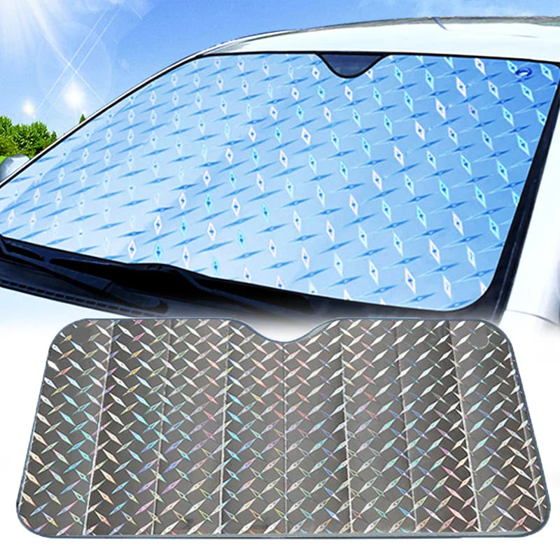 SOLVEX Auto-Sonnenblende | UV-Schutz & Hitzeschutz für Front- und Heckscheibe | Alufolie reflektierend | Universell passend
