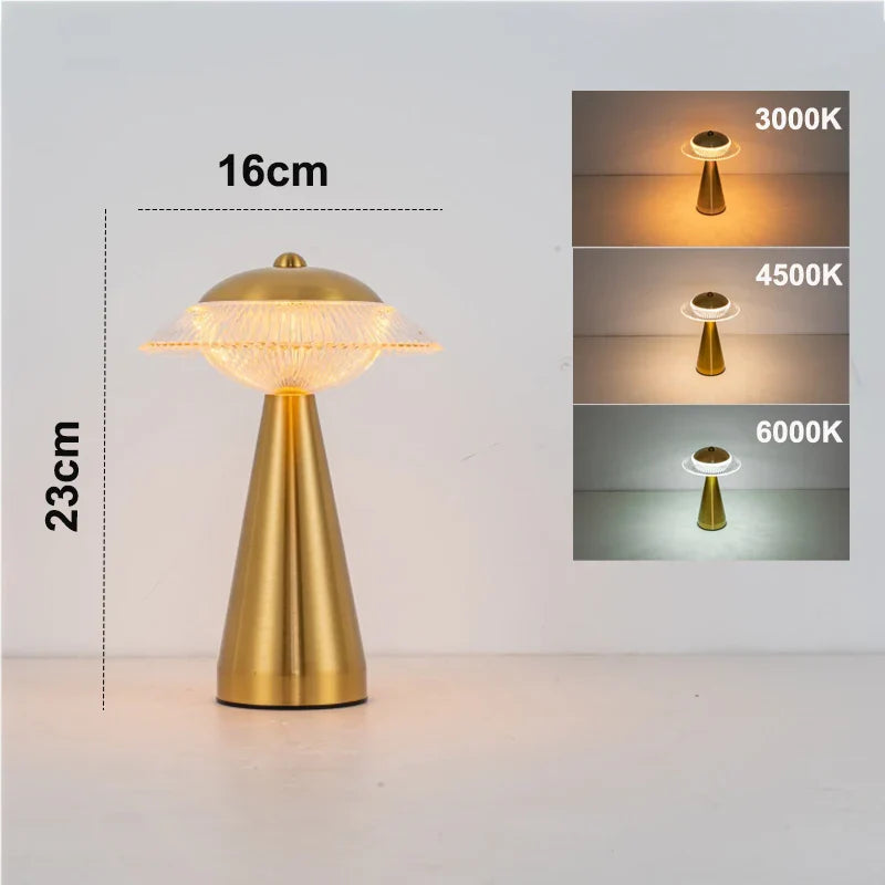 LED Tischlampe Aurelio | Touch-Steuerung & Stufenlos dimmbar | Wiederaufladbar | 3 Lichtfarben | Eisen & Acryl | 23 × 16 cm