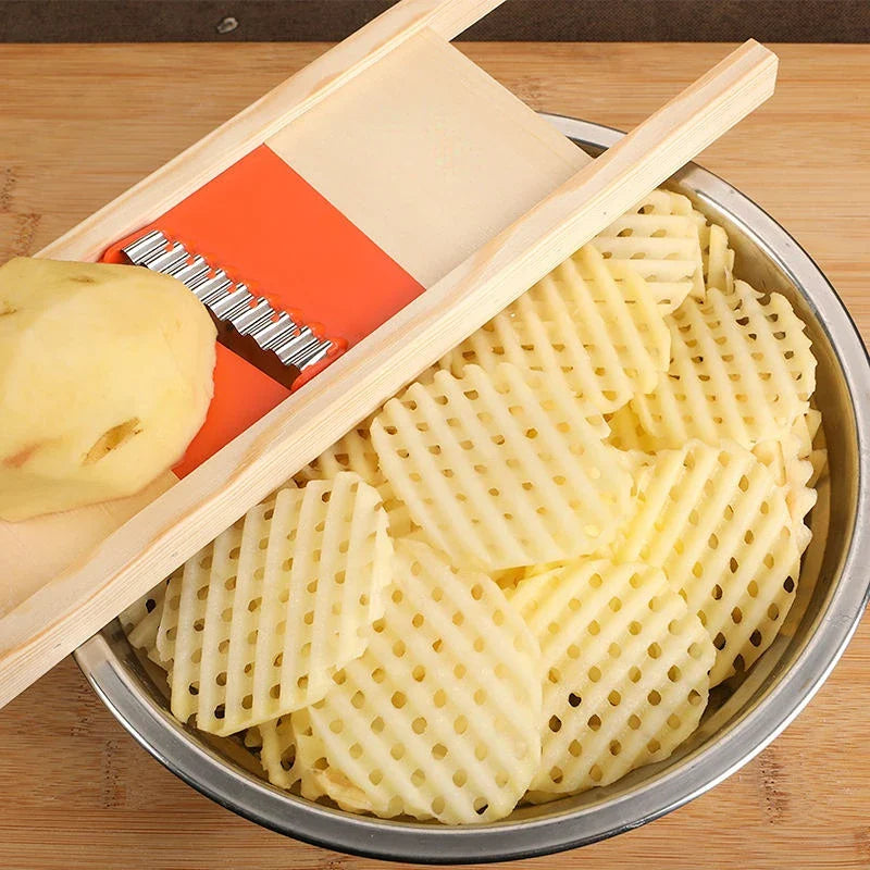 Gridello Kartoffelschneider | Edelstahl Gitter-Schneidegerät | Für Pommes, Chips & Gemüse | 34 cm Länge
