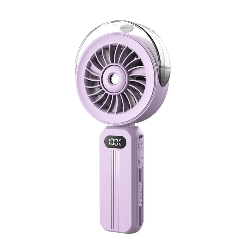 Mini-Ventilator Breezora Pro | Faltbar & Tragbar | Mit Sprühfunktion & USB-Aufladung | Für Hand, Tisch & Halsband