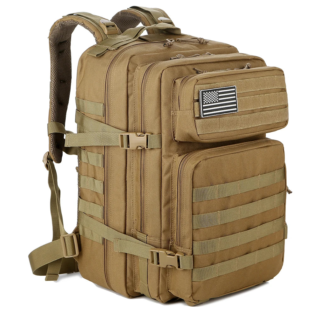 TACTICO45 45 L Outdoor Rucksack | Molle‑System | 3‑Tages Kapazität | Robust & Multifunktional – Schwarz/Khaki/Olive