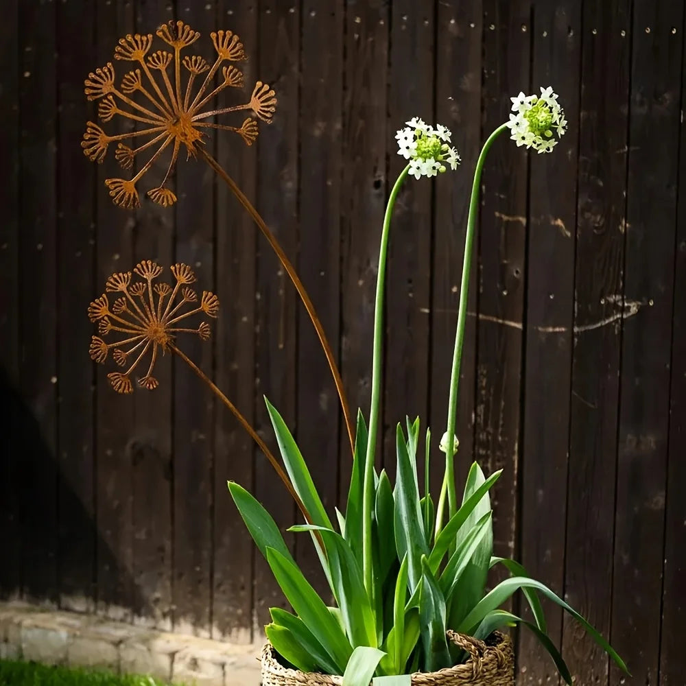 Florandis Metall-Gartenstecker Blume | Dekostecker für Balkon, Beet & Pflanzkübel | Wetterfest & detailreich