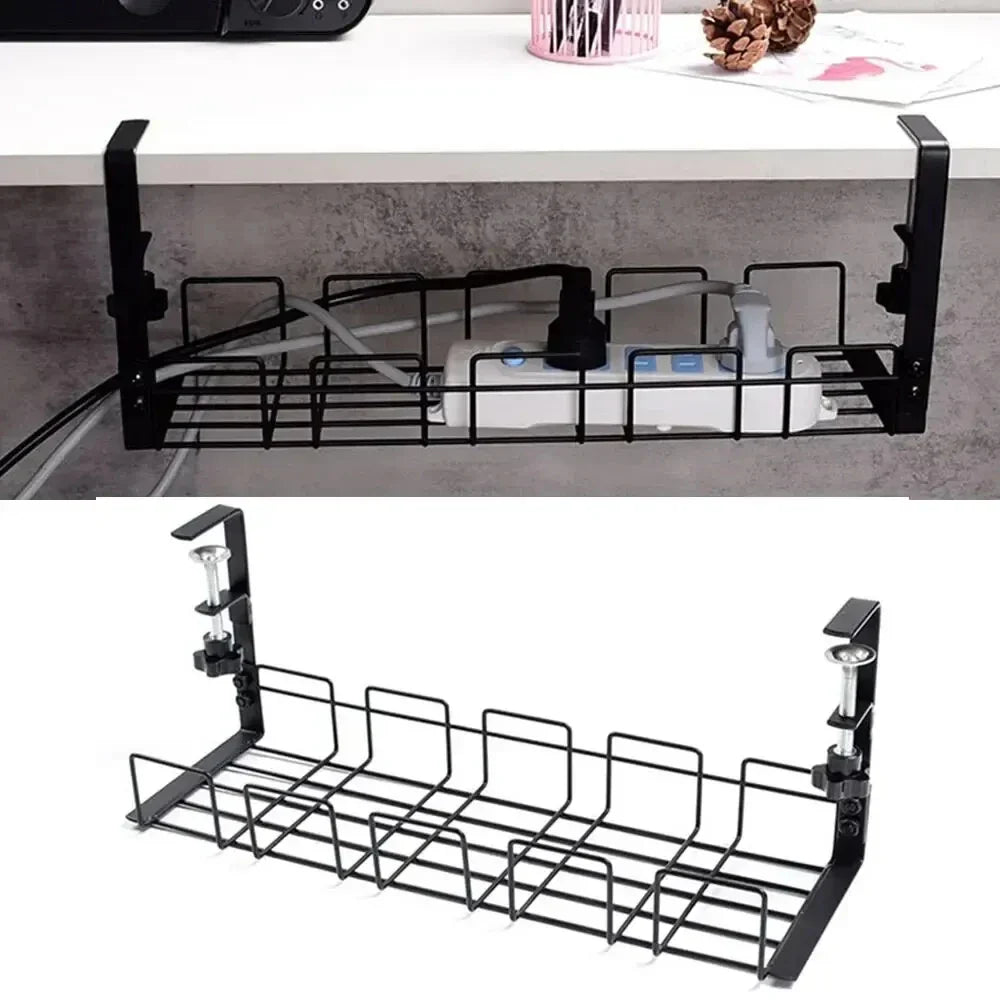 Untertisch Kabel-Organizer DeskLine | Metall Ablagefach | Kabelführung & Stauraum | Ohne Bohren