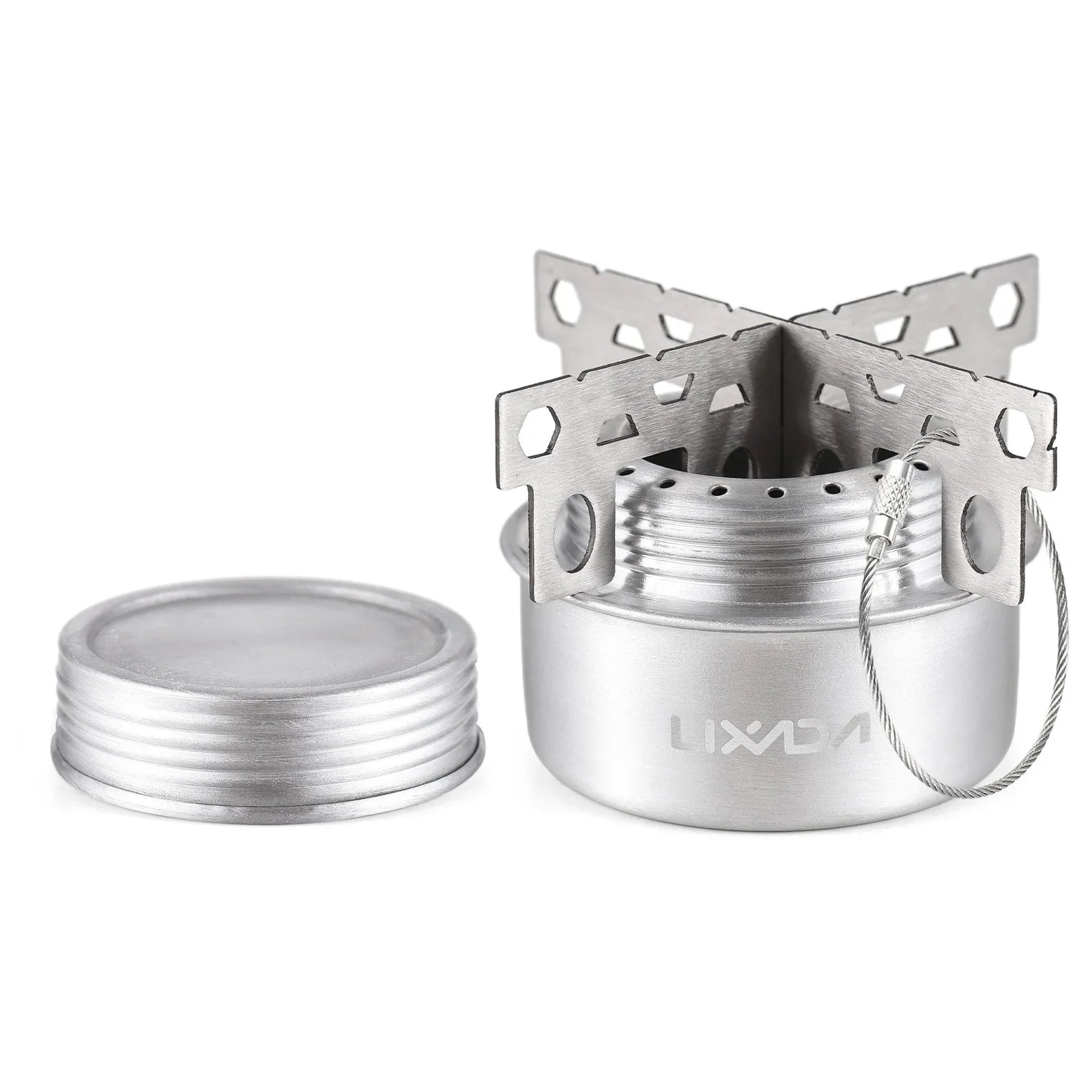 FlammigoGear Alkoholkocher Mini | Ultraleicht & Tragbar | Mit Deckel & Kreuzständer | Für Camping & Outdoor