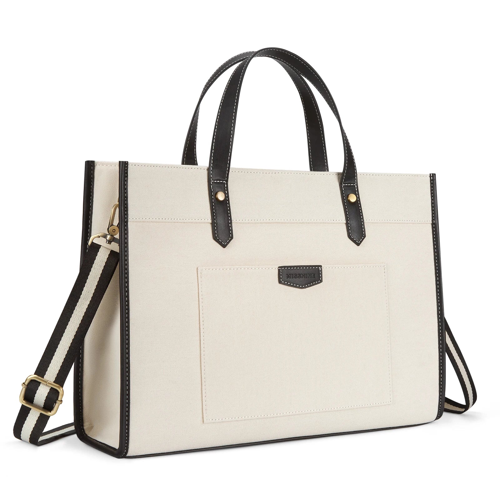 Tascana Canvas Laptop-Tasche Damen 15,6 Zoll | Große Schultertasche mit Fächern für Büro, Uni & Reisen | Stilvolle Handtasche mit Trageriemen & Laptopfach
