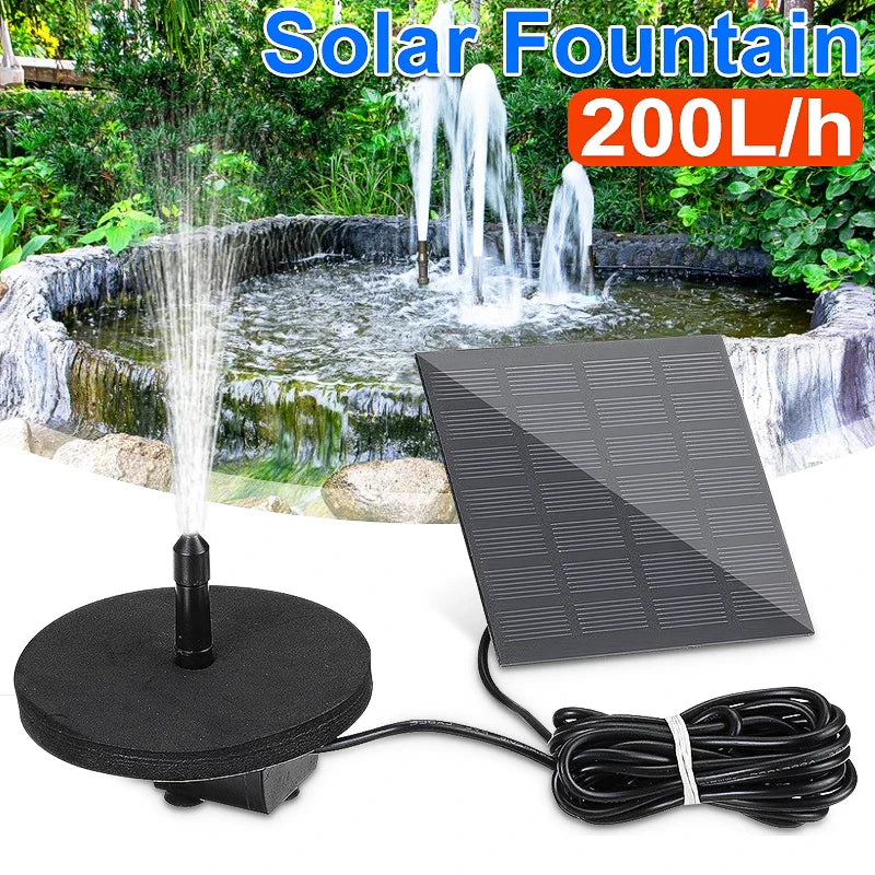 Aqualith Solar Springbrunnenpumpe 1.5W | Mit 6 Düsen & Solarpanel | Für Vogeltränken, Teiche & Gärten