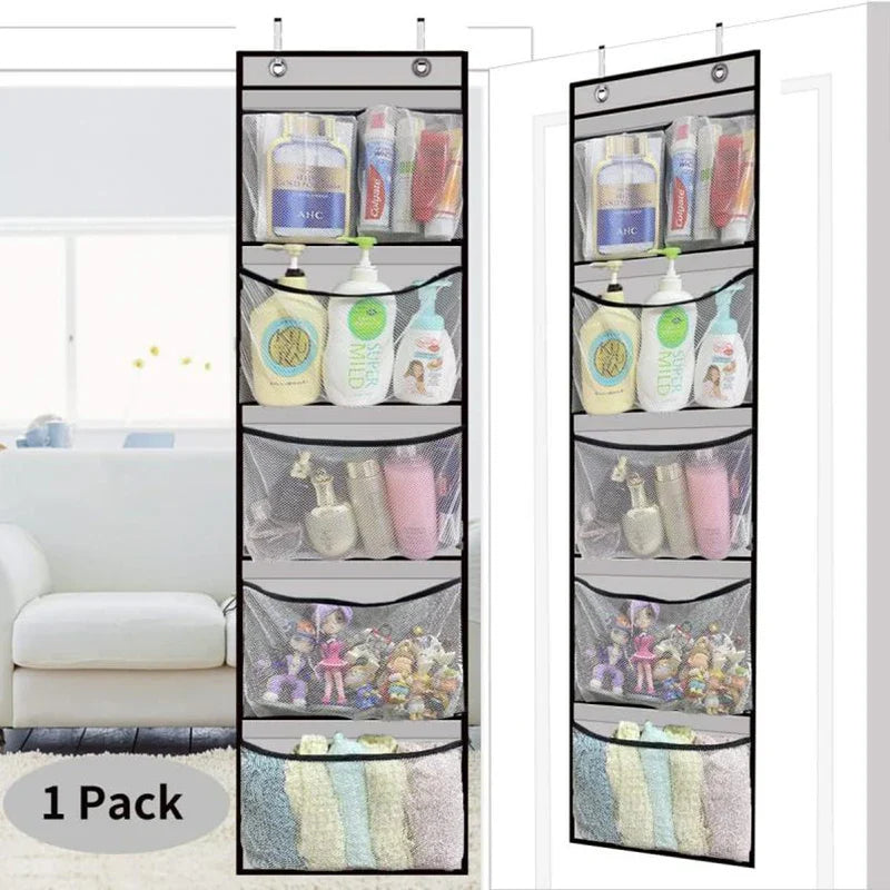 Tür-Hängeorganizer Storiva PocketMax | Mit 5 großen Fächern | Hängeregal für Tür & Schrank | Grau | Platzsparende Aufbewahrung