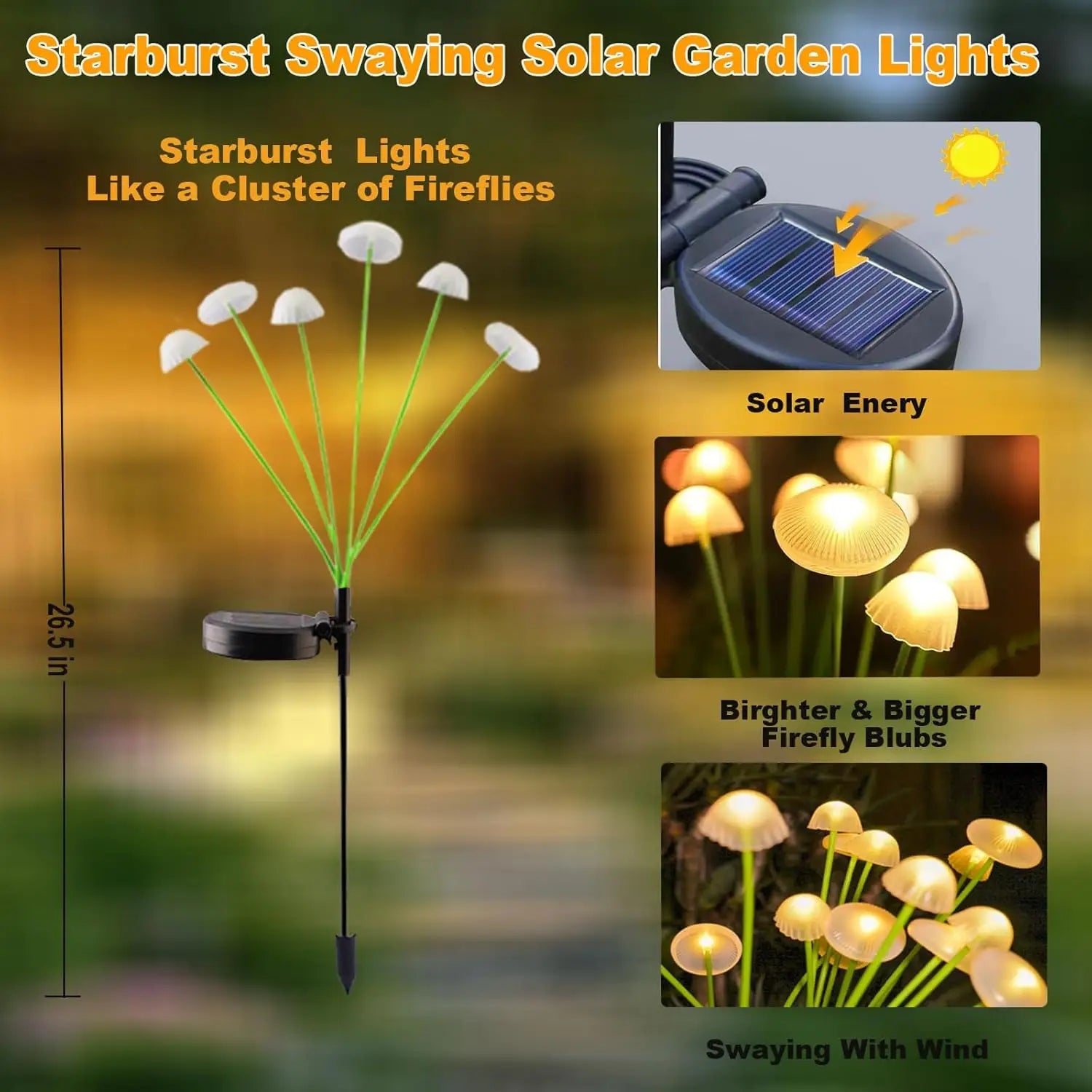 GlowPilz Solar-Gartenleuchte 6 LEDs | Quallen- & Pilzdesign | Für Garten, Terrasse & Außenbereiche