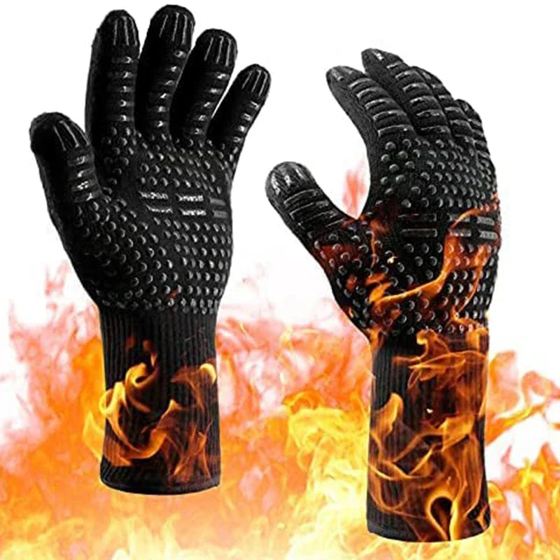 ThermaGrip Hitzebeständiger Grillhandschuh | Silikon & Baumwolle | Rutschfest & feuerfest bis 800 °C | Für Grill, Backofen & BBQ | 1 Stück
