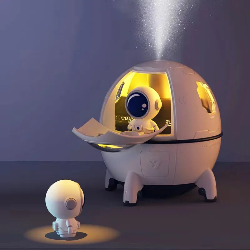 AstroMist Luftbefeuchter | Astronaut & Raumkapsel Design | LED Stimmungslicht | 220 ml | 11 × 11 × 11,9 cm